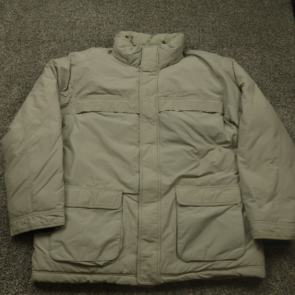 Eddie Bauer Mens XL Goose Down Puffer Coat Winter Outdoor Beige Jacket - Picture 1 of 11